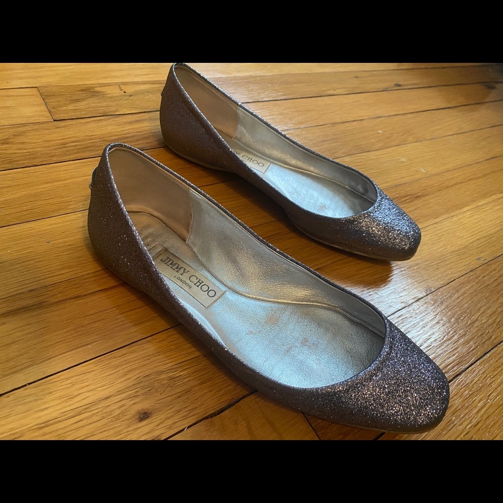 Jimmy Choo glitter flat